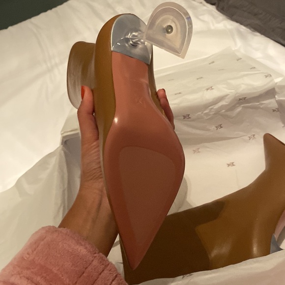 Amina Muaddi Giorgia Leather Ankle Boots - Picture 5 of 7